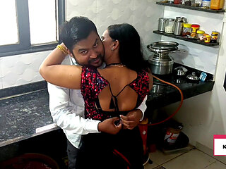 Desi Indian Kavita mother-in-law was fucked by her son-in-law Tatya in the kitchen,Close up natural romantic real expression sex
