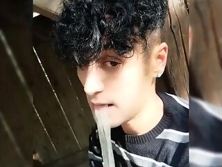 Boy Plays with Used Condom and Cum for Request From Straight Friend