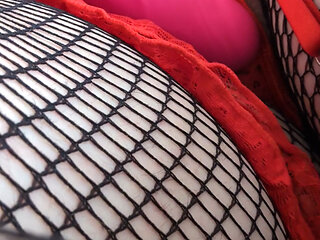 Kelli uses a thrusting rabbit on her sissy clit