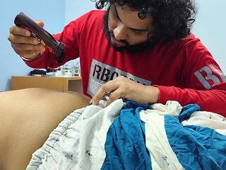 BDSM Hand Tied and Licking Chocolate From Navel Hole