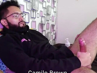 Jerking my big cock and filling my black hoodie with cum