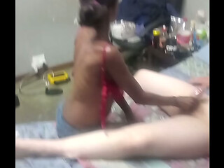 Black Whore Sucks my white cock as early Christmas box