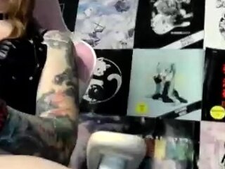 Big tit shemale jerks her long cock