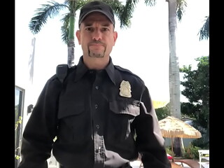 ON SET OF PORNSHOOT DRESSED AS A UNIFORMED POLICE OFFICER