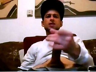 Ripped Stud Strokes His Big Cock to a Webcam Orgasm