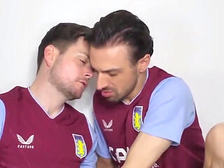 British Footy Studs Snog in Villa Kit Until They Get Fucking Jaw Ache