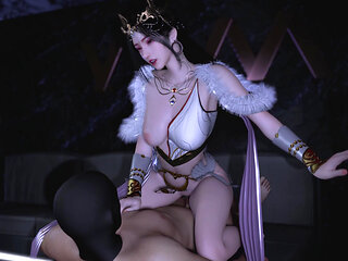 3D Sexy Asian Cosplay Queen Naked Her Shaved Pussy