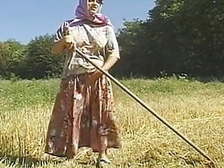 Two Farmers and One Horny Babe Bang Their Fuck Holes on the Field