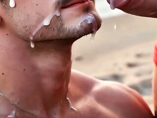 Malibu gay lifeguards fuck hard on beach sand