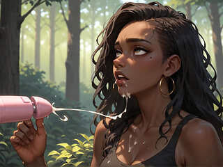 Forest Oral Bliss with Cum Splash - Black XXX Porn!