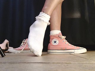 White Ruffled Socks Pink Converse Sneakers Tease