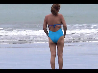 58 Year Old Latin on Beach Show Masturbation Orgasms Cumshots Hairy Pussy Fucked