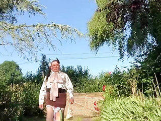 In an outfit with a little brown skirt for an evening.