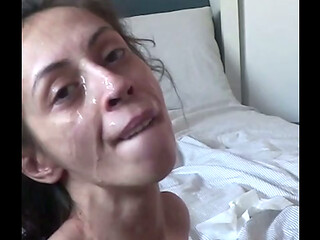 Good Girl Candie Cross&rsquo_s Kneeling Facial Cum Blast &ndash_ Hair Grip, Mouth Toyed, Licks Clean &amp_ Swallows Smiling