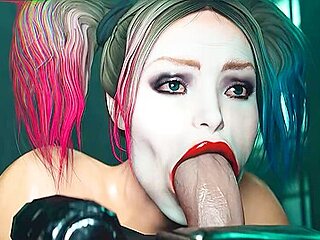 Sucks And Fucks Batman - Car Toon And Harley Quinn