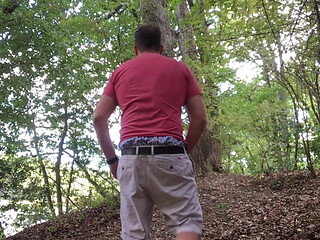 Public Woods Jerk Off on Hiking Trail, Zipper Flash, Hard Cock Stroking, Big Cumshot and Face