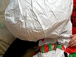 BBW Mature Redheaded Nurse Vicki Blows up Inflatable Snowman for You