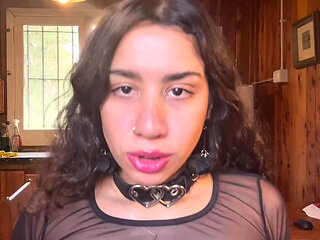 Horny latina spanking my tits and ass