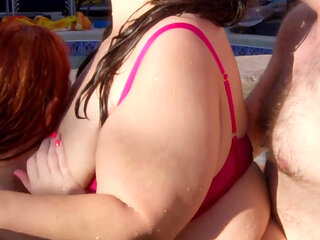 Outdoor Hot Tub Threesome