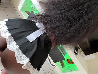 Busty Ebony Maid Gets Her White Boss to Cum Twice