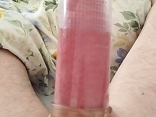 Morning pumping ends with a big cumshot from my huge cock