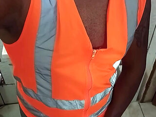 With my vest in the bathroom excited