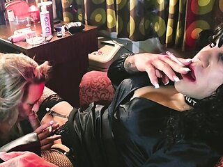 Crossdresser and Wife Quinn Smoke and Suck Cock