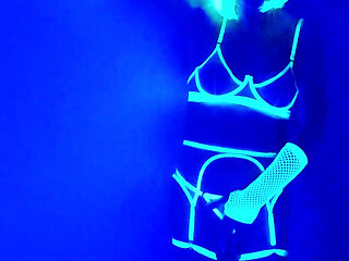 Neon tranny in lingerie