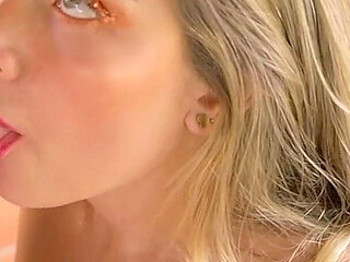 Sara Blonde Sexy Big Tits Columbian Hottie POV Deepthroat and Swallow Blowjob