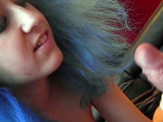 Amateur housewife blowjob and handjob with cumshot