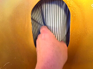 Horny Italo cock at the gloryhole - Made to cum with tongue technique!