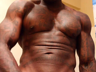 BBC Worship Hallelujah Johnson (stroking Big Black Hairy Cock on the Neurophone ) Tall Dark Chocolate Muscles Tattoos Hairy BBC