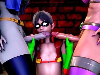 [Teen Titans] Futa Raven and StarFire Fucks Robin In Ass