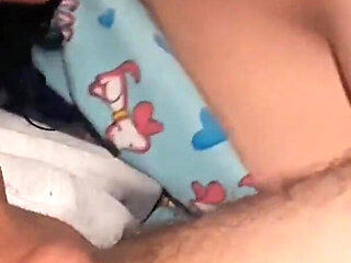 MILF Stepmom Breaks Into Her Stepson's Room at Night When He's Alone to Suck Him off