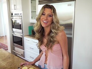 Addison Vodka takes on a girthy BBC in the kitchen