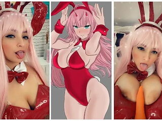 Zero Two Bunny Cosplay Sexy Girl Dirty Talk Joi Jerk off Instructions Playing...