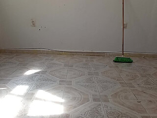 Mexican mother-in-law cleaning guest room in thong 2