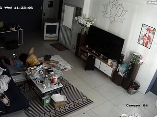 Small tit brunette amateur tugs on a big willie