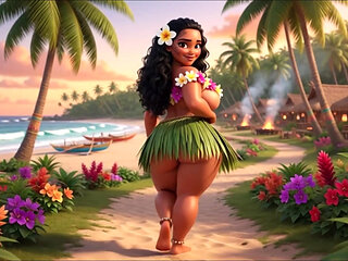 Moana Pleasant Village Daily Nude Routine Beach Lagoon Fruits All Fours With Tattooed Men