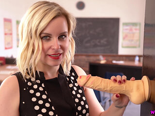 Anna Belle, sucking dildo cock