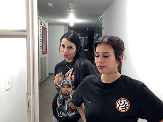 Lesbian tomboy threesome end up eating a big white ass