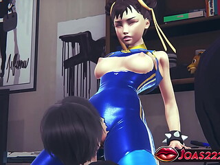 Chun Li Street Fighter 6 Fetish Porn &ndash_ Sexy Cosplay Anime Girl In Blue Latex Costume Gets Her Pussy Licked Through Tight Pants In 3D Hentai Honey Select 2 Until She Moans And Orgasms Hard