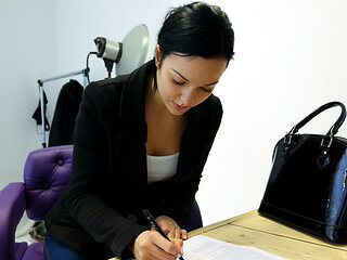 Natali Blue is about to go through a casting session