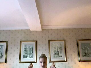 Slutty amateur blonde smoking and jerking dick