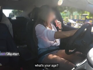 Hot wife without panties asking for directions and letting the stranger touch her