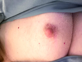 massaging breast growth cream into my tits with nipple scratch