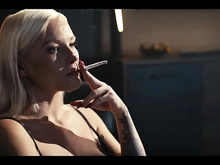 POV Horny Blonde Zazie Skymm In Sexy Top Gives Smokey Blowjob And Rides Big Cock While Smoking