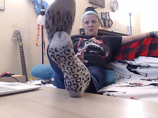 Socks wrinkled soles long toenails