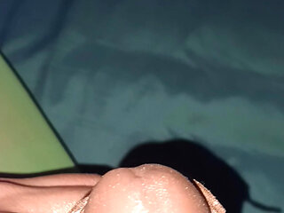 Cum Eruption in brown high spandex tights