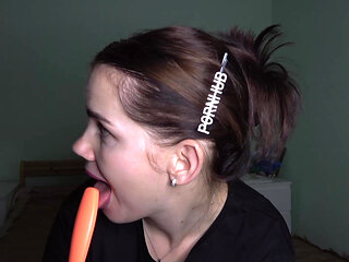 Anna Gives a Hot Blowjob and Sucks Various Objects